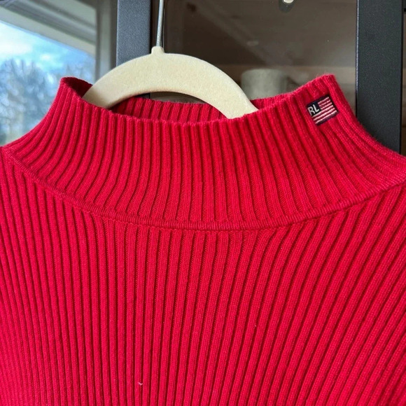 Vintage Ralph Lauren Sweater ribbed sweater american flag usa mock neck parke - Picture 2 of 6